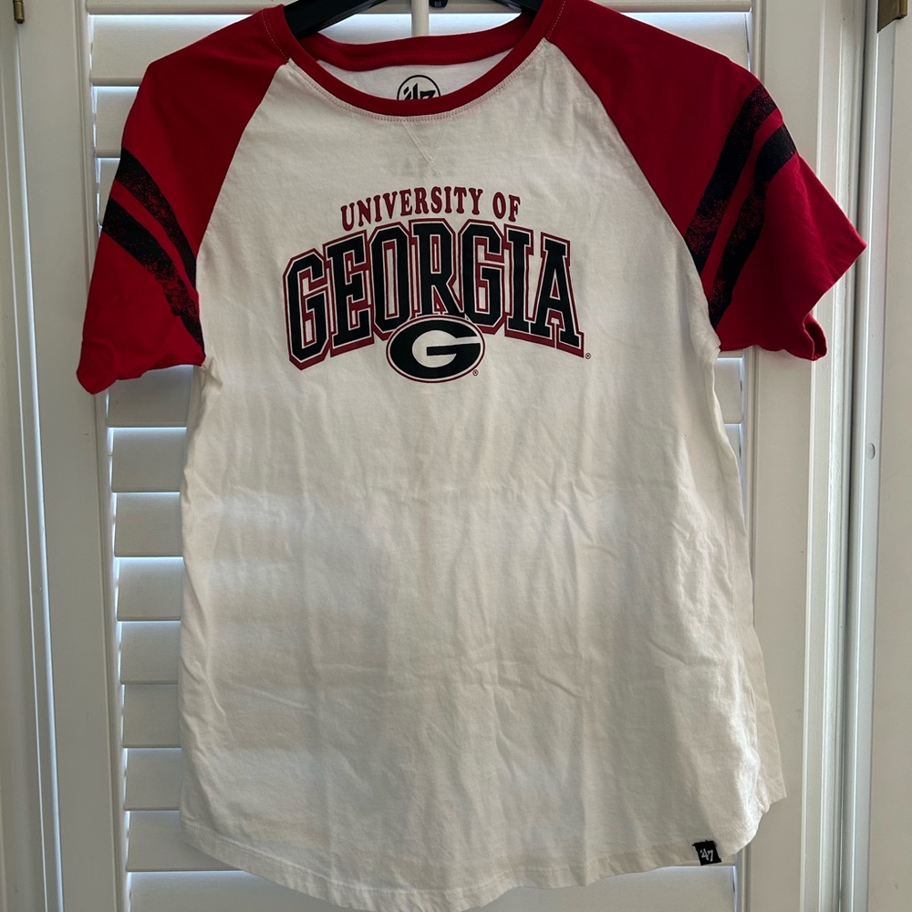 Georgia Bulldogs Women's Red and White Jersey Top